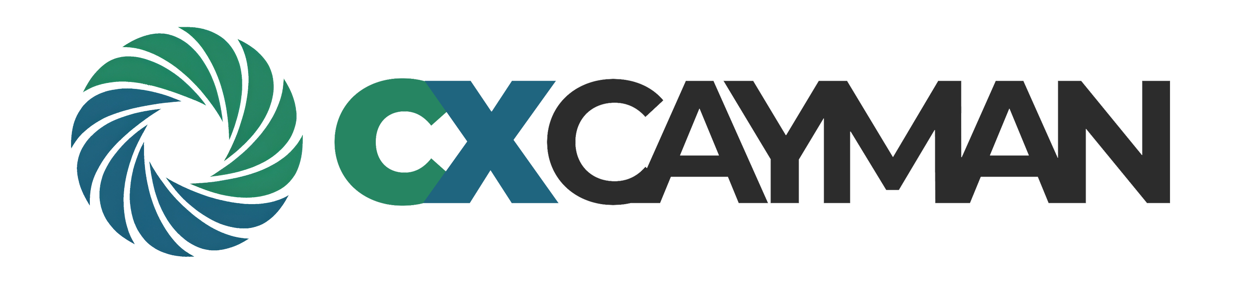 The logo of CXCAYMAN, with a circular, swirl design on the left and the word "CXCAYMAN" in bold letters to the right.