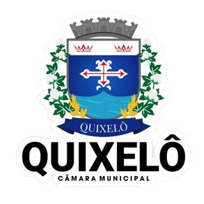 Brasão do município de Quixelô, com o nome e indicação da câmara municipal
