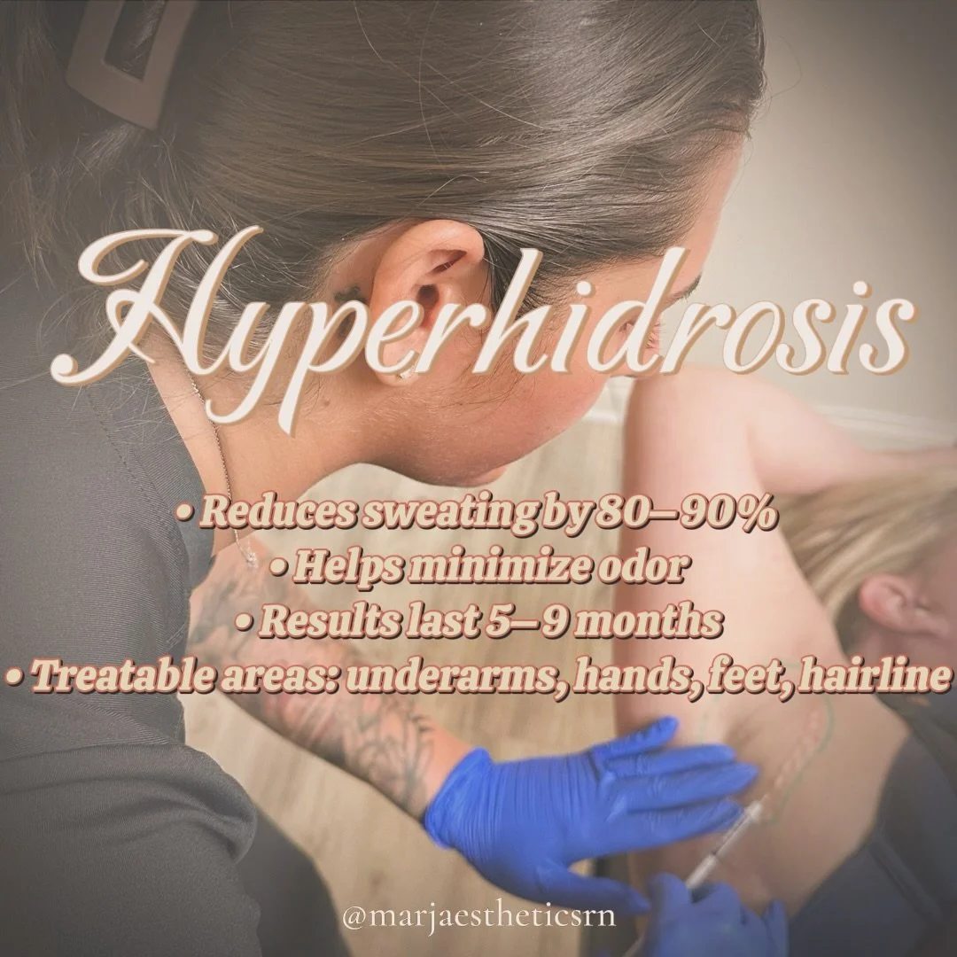 Warm weather is coming!!! 

Hyperhidrosis treatment is a game changer 🤍✨

If you struggle with excessive sweating, odor, or constantly avoiding certain clothes&hellip; you don&rsquo;t have to anymore. 

Botox can reduce sweat by 80&ndash;90% and kee