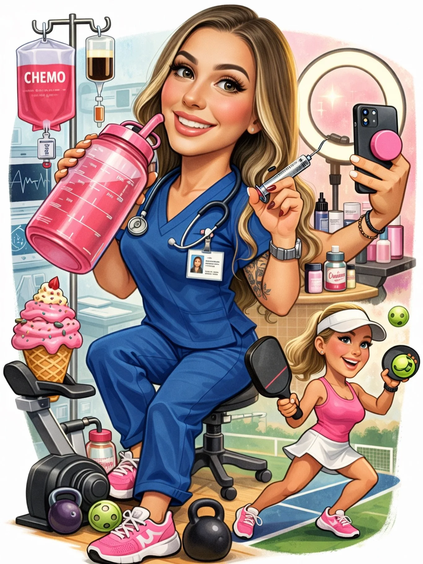 She got 3 arms because we&rsquo;re doing it all! 😂😘💪🏼 

#caricature #beauty #nurse