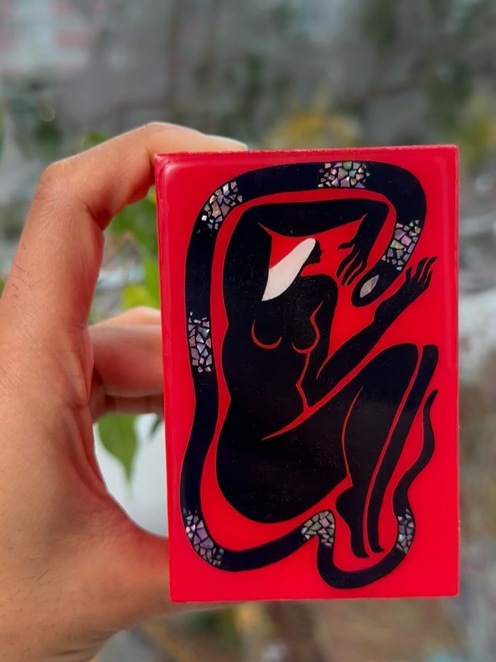 My piece for General Strike! @joymachine.art in Chicago opening this friday 11/21. 
My first time using mother of pearl inlays. 
Super excited to be a part of this group show. 
Check it out if you are in town 🫶🏼