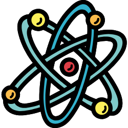 Illustration of an atom with orbiting electrons