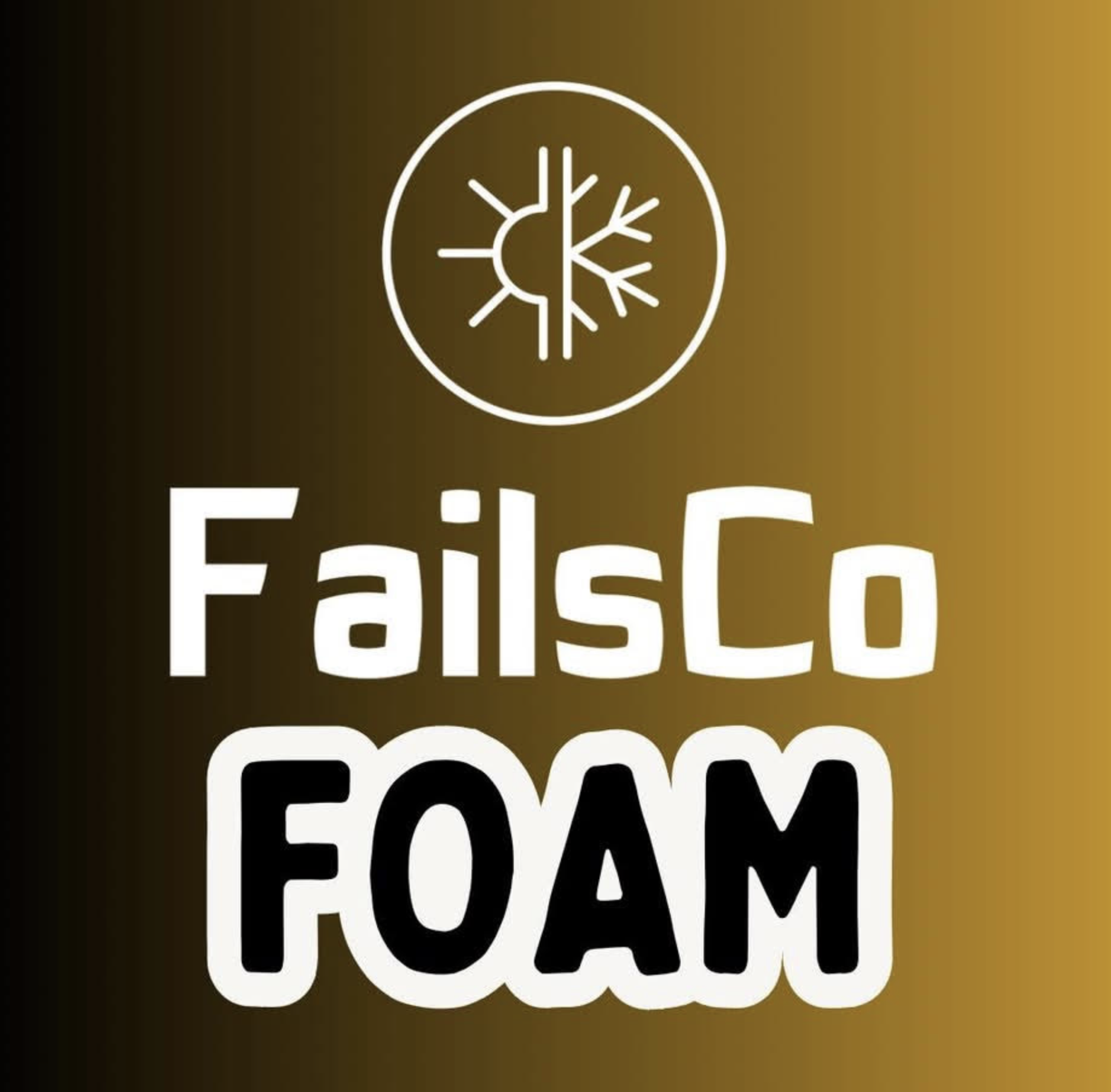 A circular icon with a white line drawing of a sun and a snowflake combined inside, representing temperature control or weather moderation, on a gradient background from black to gold.