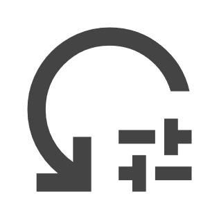 Settings reset icon in grey, factory default settings.