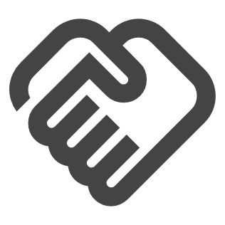 Illustration of two hands shaking, symbolizing partnership or agreement.