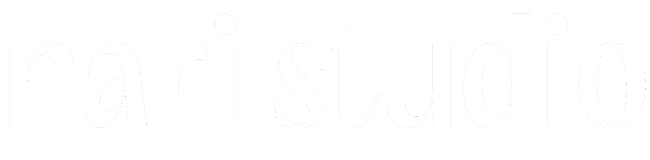 nari studio logo with white text on a black background