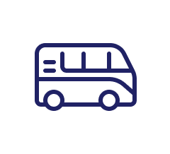 Skizze eines Bus mit Fenstern und Reifen