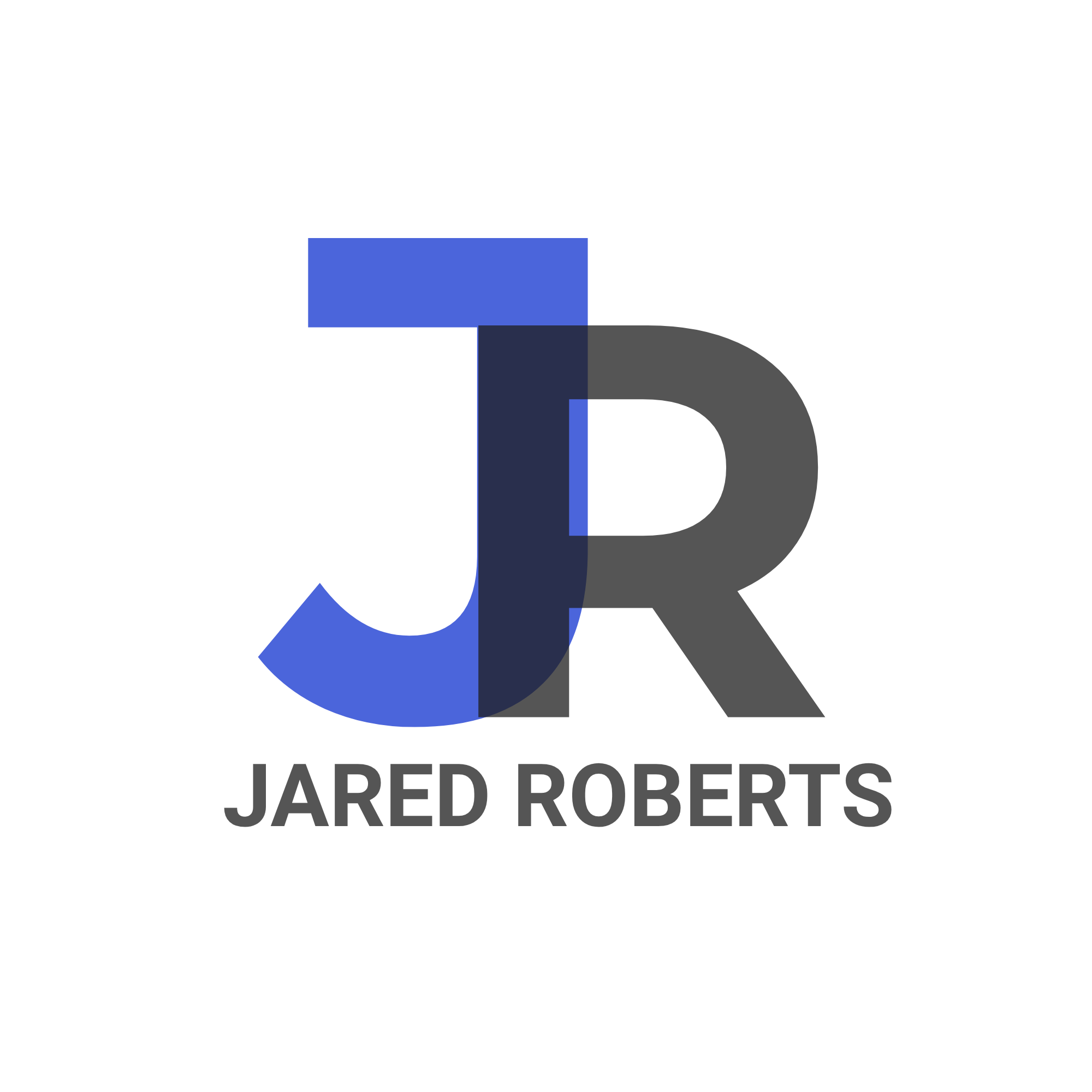Logo of Jared Roberts with a stylized letter J in blue and black, and text 'Jared Roberts' underneath.