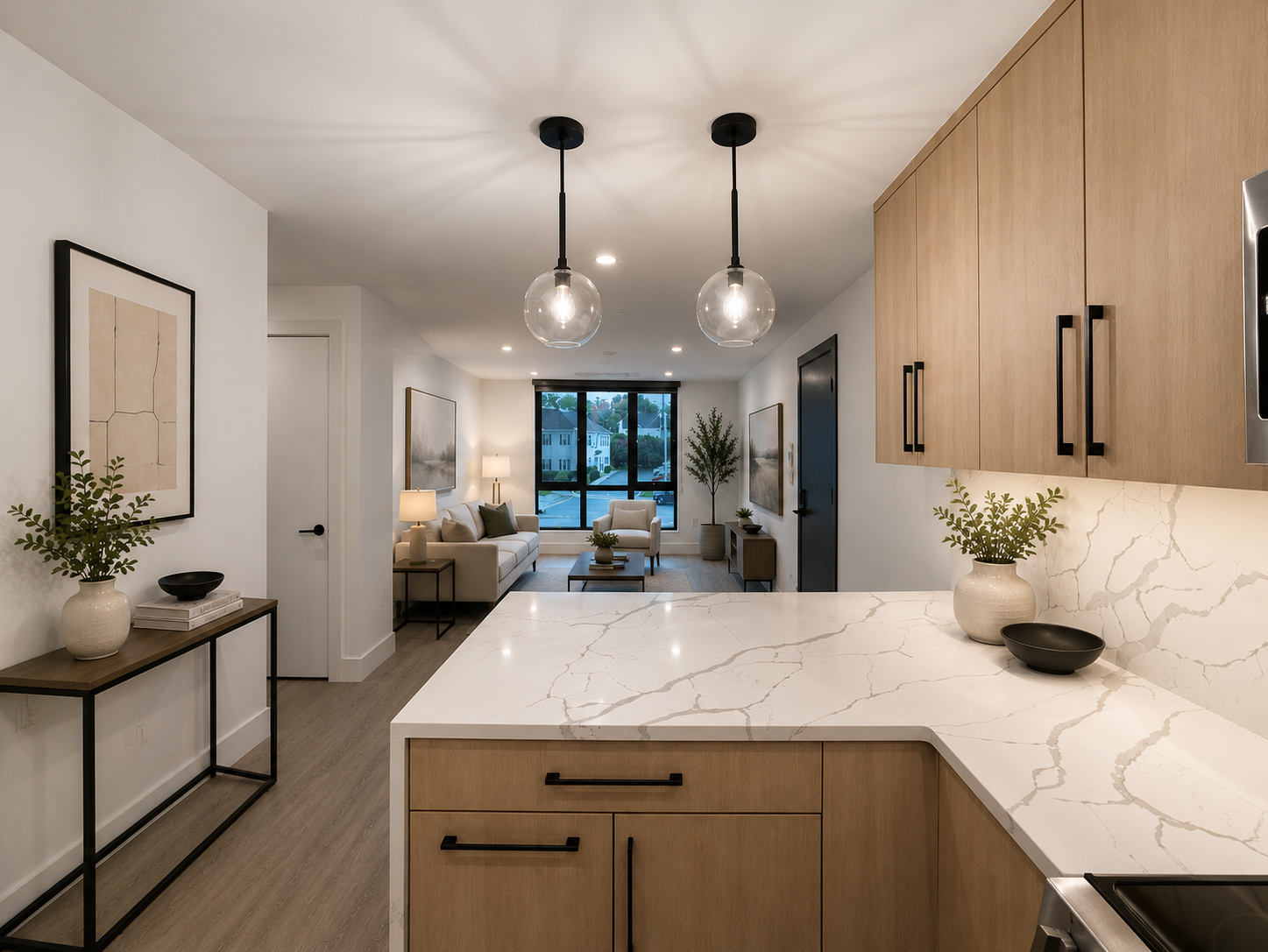 Pleasantville Apartments - open concept kitchen and living room