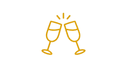 Two champagne glasses clinking together in a celebratory toast.