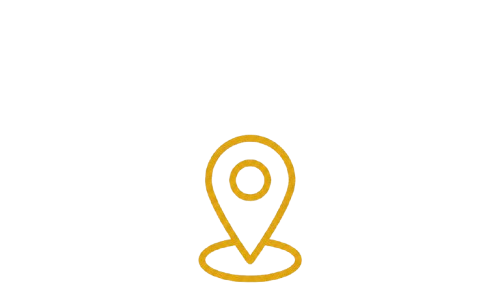 Icon of a gold map pin marker on a black background.