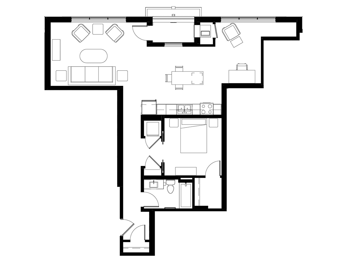 1K floor plan