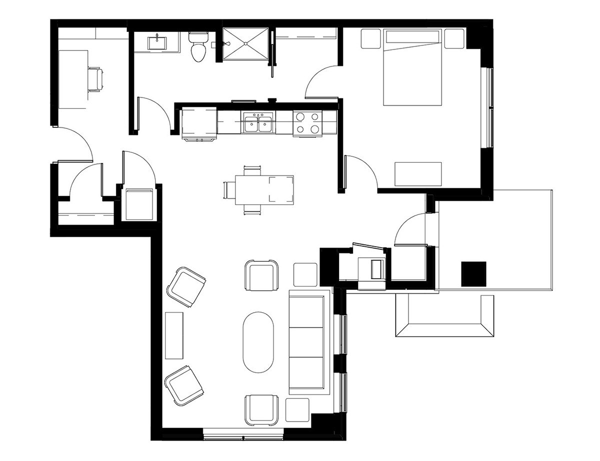 1B Walk-Out floor plan