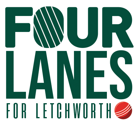 Four lanes for Letchworth logo with stylized text and red circle.
