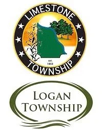 Emblem featuring the words 'Limestone Township' and 'Logan Township' with a tree and a map outline of the area.