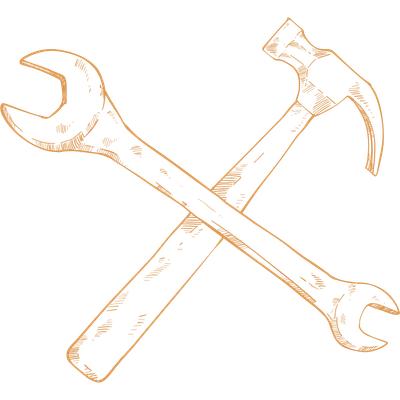 Illustration of a crossed wrench and hammer