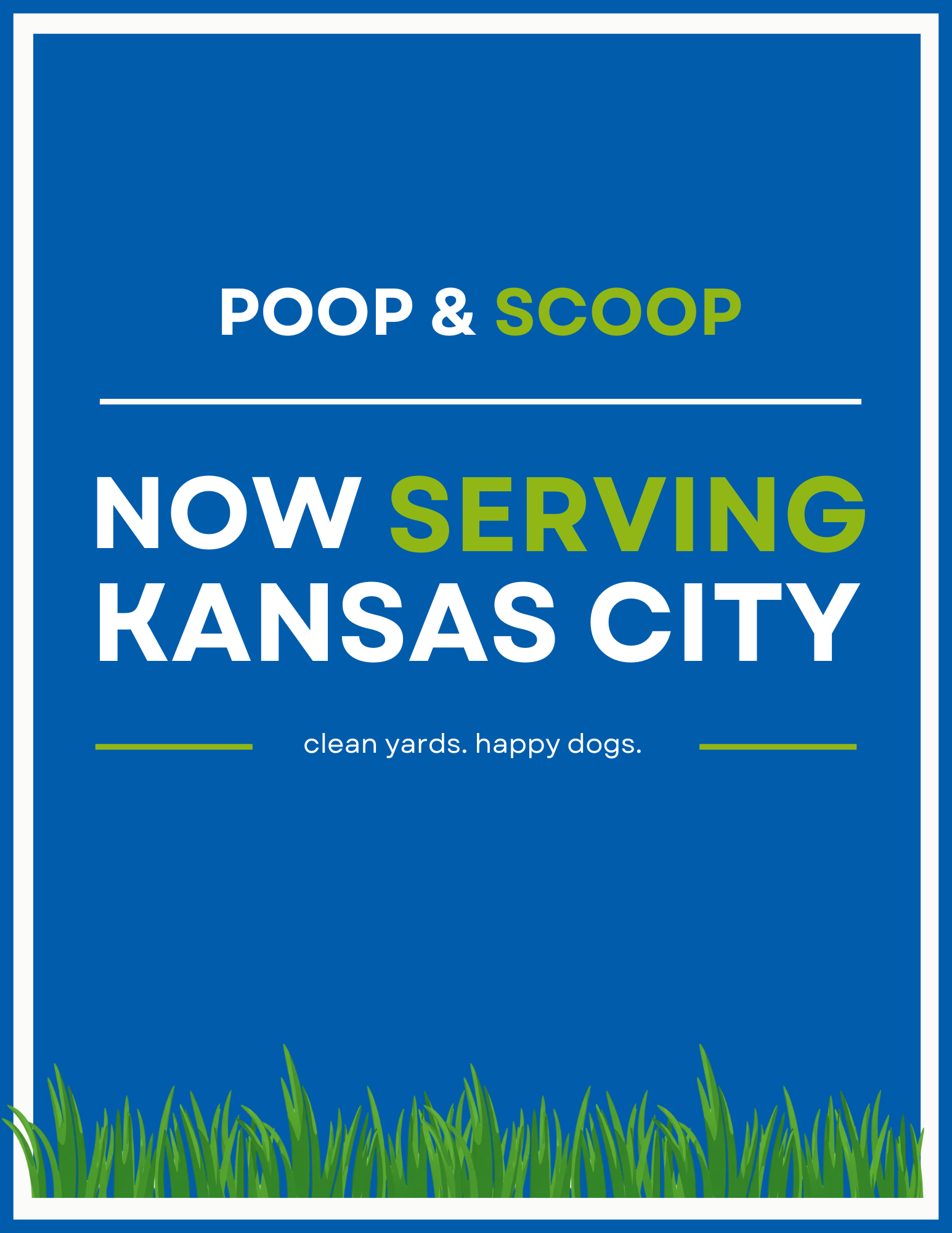 Poop and Scoop, we are helping serve the Kansas City area by removing dog waste and dog poop from yards.