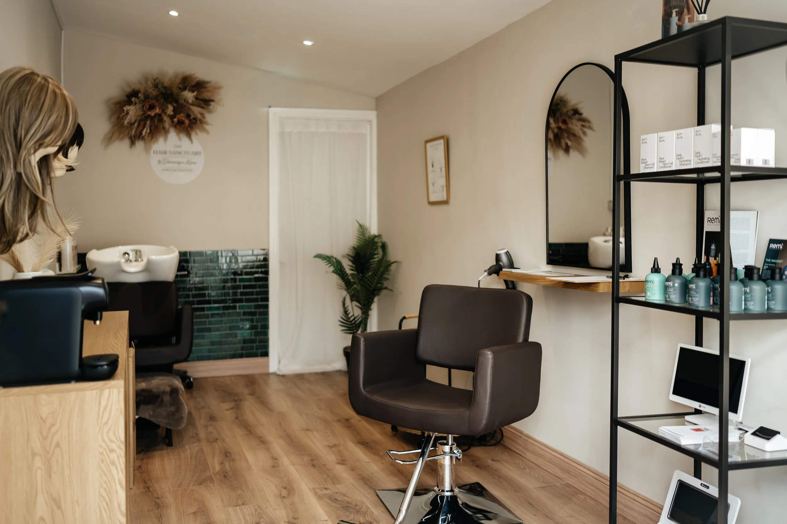 Interior view of a The Hair Sanctuary, hair treatment, hair loss treatment, scalp health, scalp treatment, oncology wigs, wigs and hair toppers, Dublin and Wicklow Ireland.