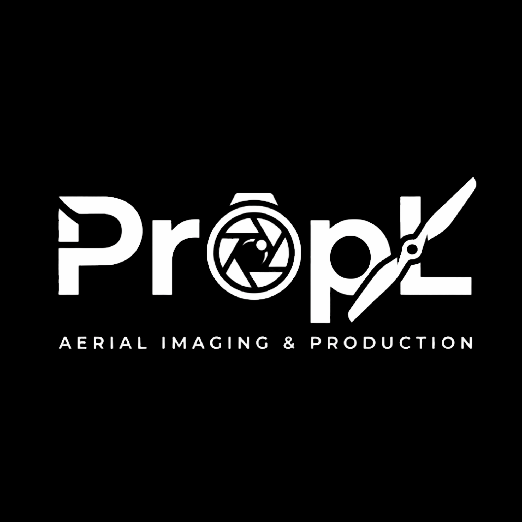 Black and white logo for Sprout, an aerial imaging and production company, with a camera lens integrated into the letter 'o' and the tagline "Aerial Imaging & Production" underneath.