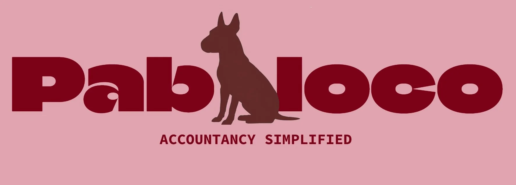 Logo of Pablico with a silhouette of a dog in the center. The text reads "Pablico" with "Accountancy Simplified" underneath, set against a pink background.