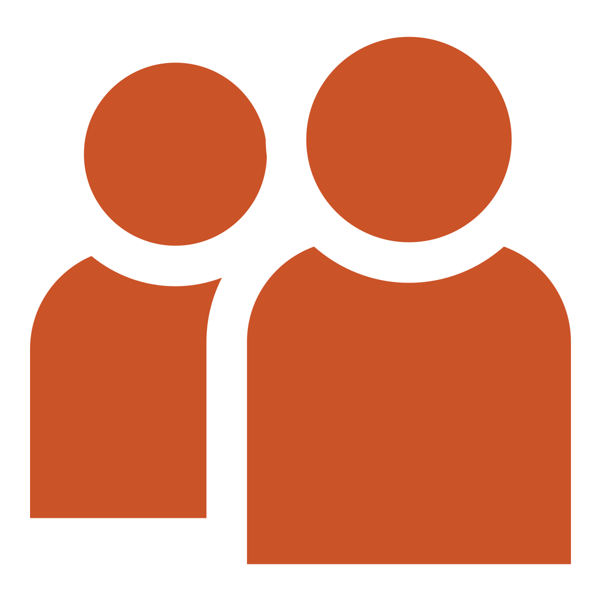 Icon of two brown human silhouettes, one smaller and one larger, representing a person and a group.