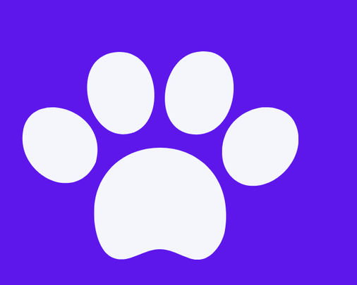 White paw print icon on a purple background.