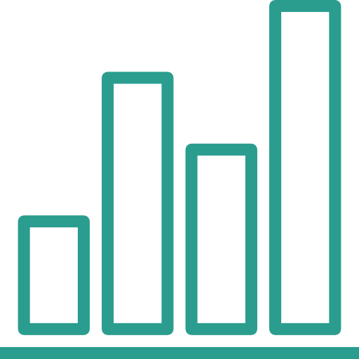 Bar graph with four vertical bars of varying heights