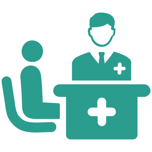 Medical appointment with a doctor and patient in office.