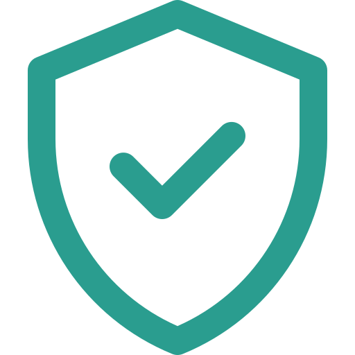 Shield icon with a checkmark in the center, representing security or protection.
