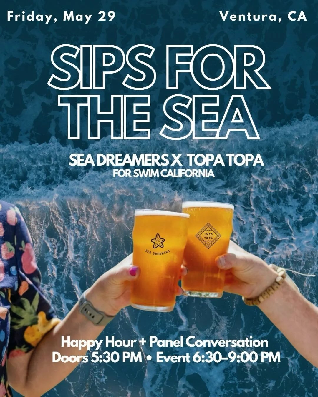 Join us at @topatopabrewingco in Ventura next week, 6:30pm on May 29.  We are talking about all things ocean!! Come hear what happens when a storyteller, an athlete, a founder, and an activist sit down over a beer. 🌊🍻
.
Bring your friends and famil