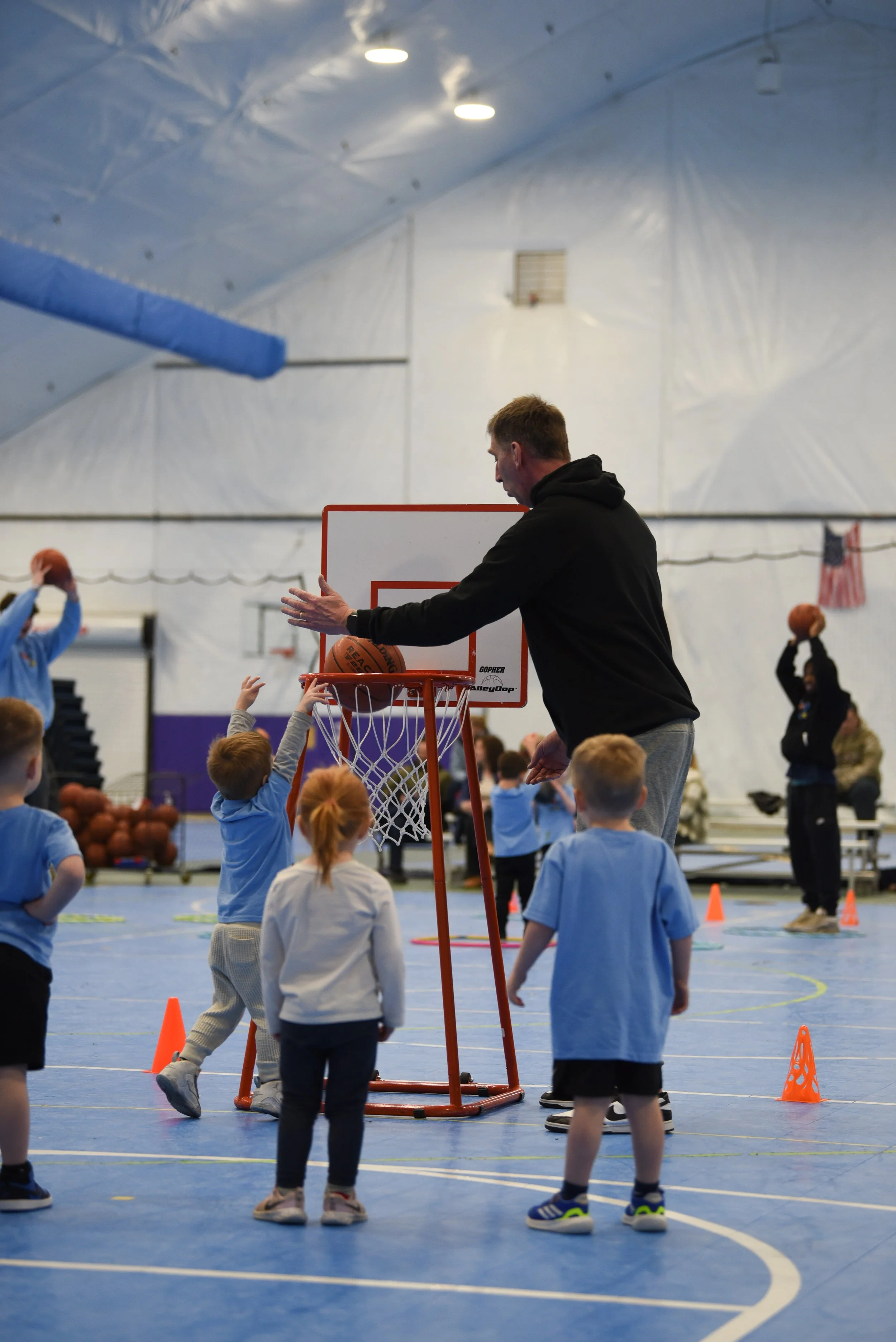 Coach Dan McKenna teaching play-based  classes directly to participating preschool programs throughout Centre County, PA