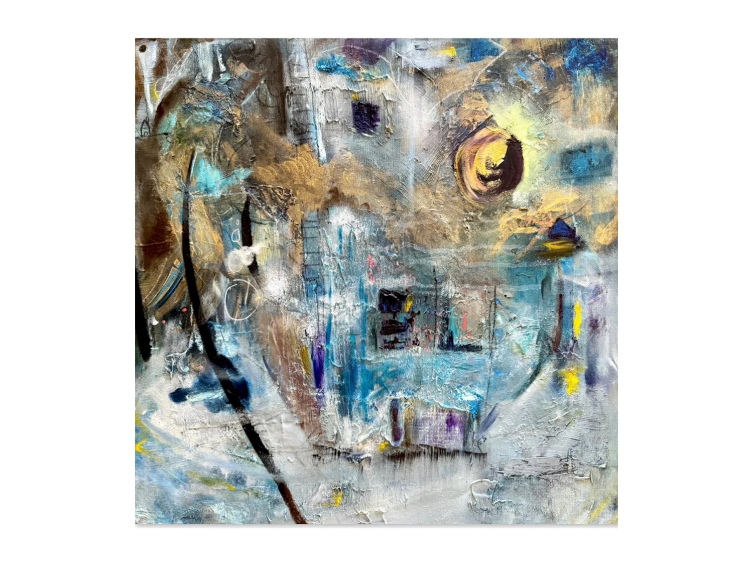 Annie Wood, Downtown Moonrise, Mixed Media Oil A.jpg
