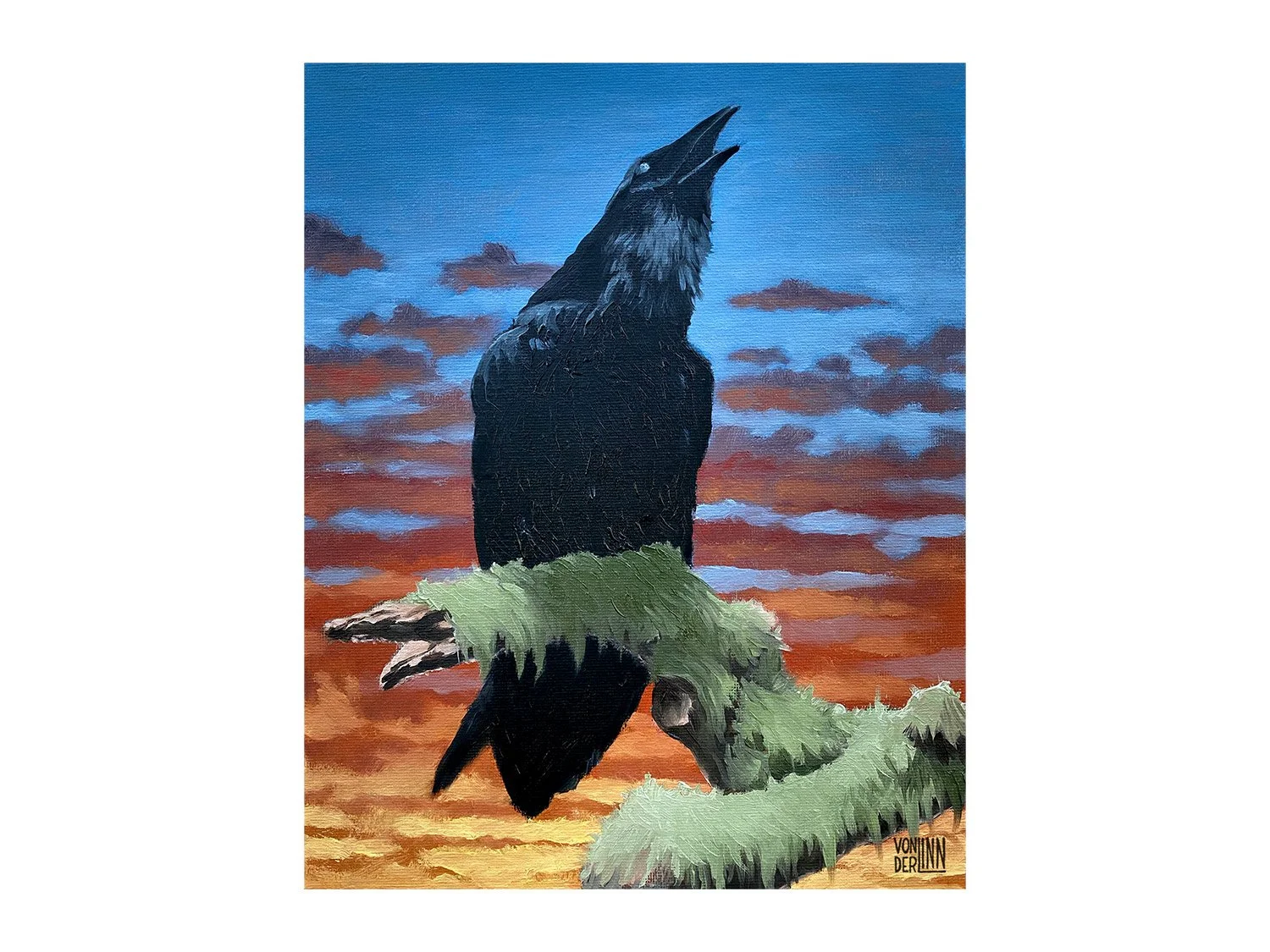 David VonDerLinn' "Crow No. 2", 8” x 10”, oil on canvas panel, framed. $400