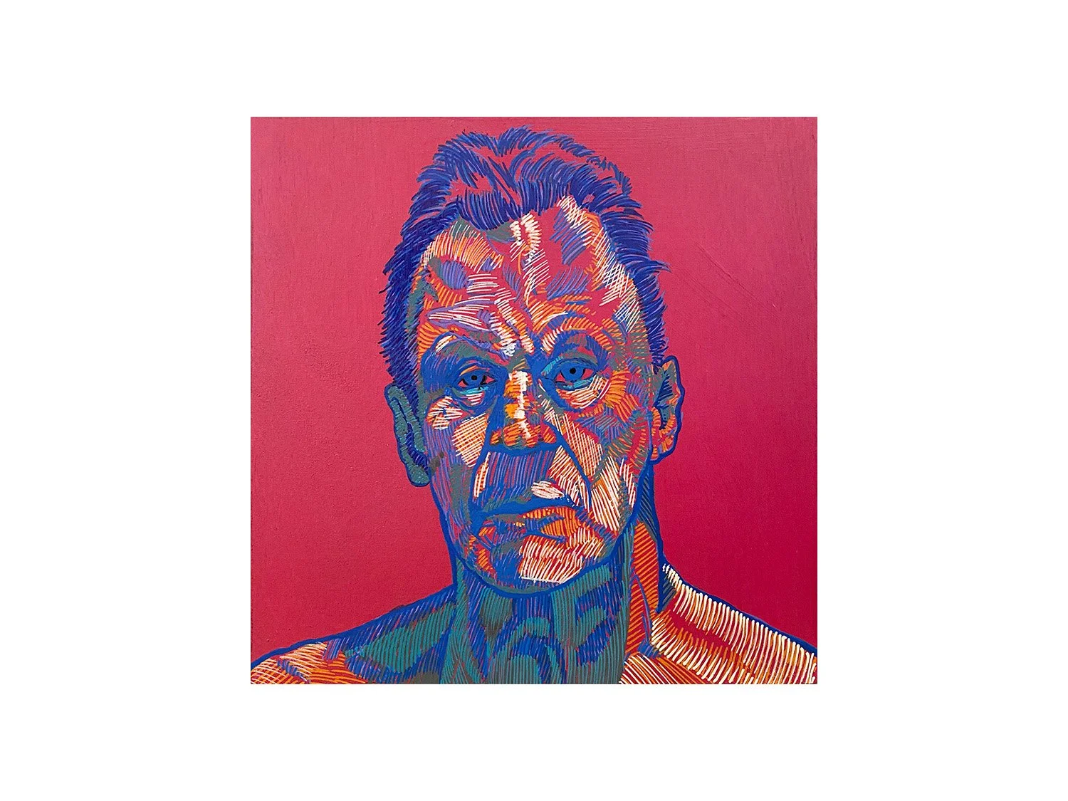 David VonDerLinn, "Lucien Freud", 8” X 8”, acrylic on cradled wood panel. $400