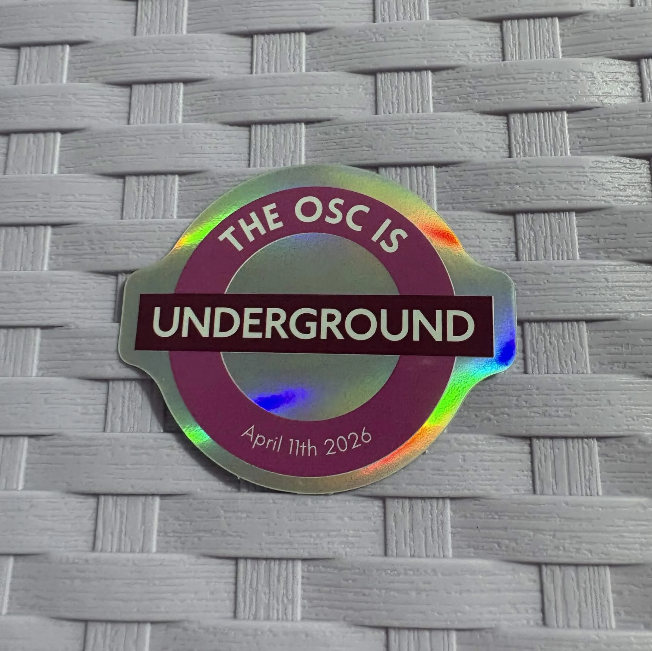 Holographic OSC Hangout tube-inspired sticker