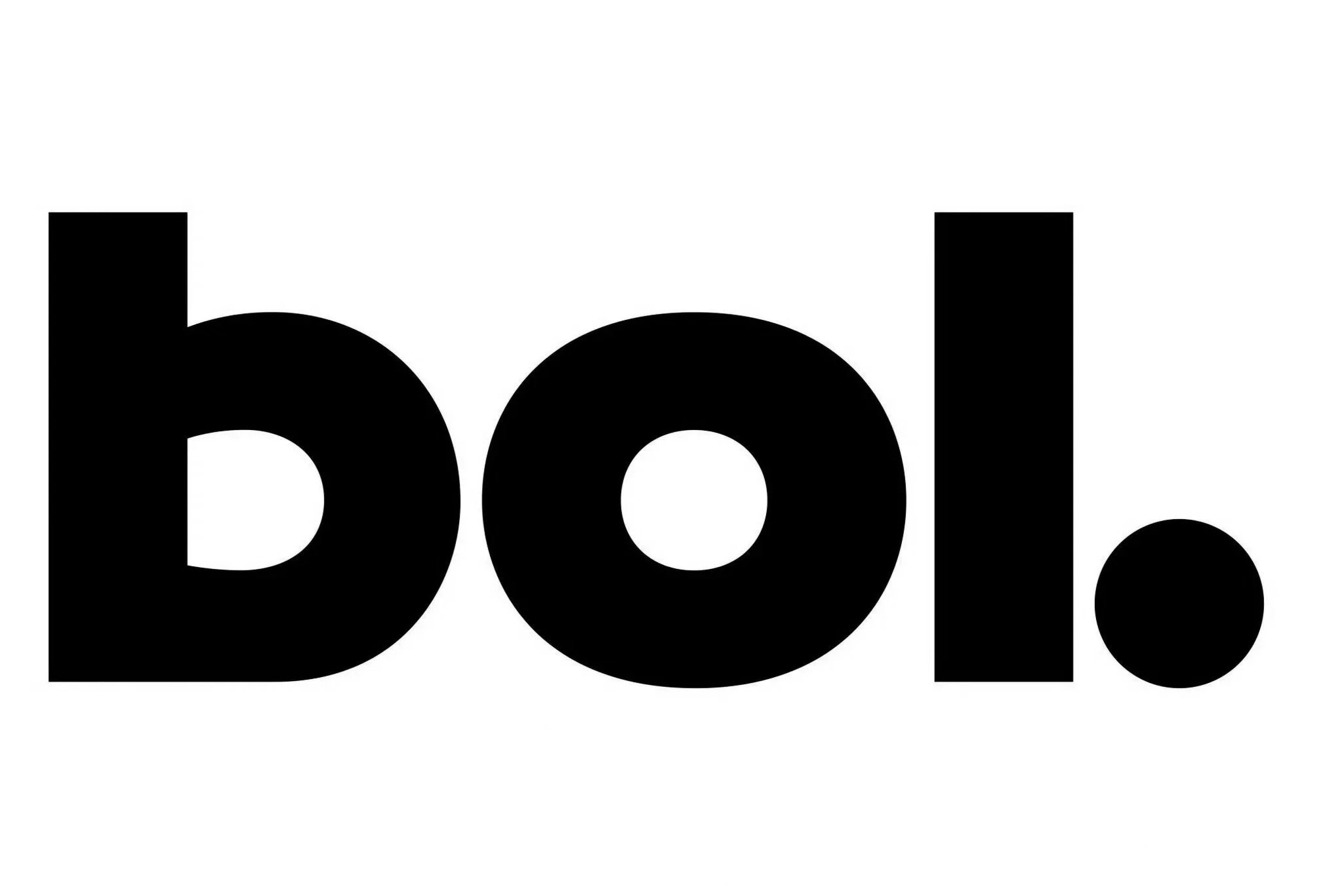 Close-up of a bold black text logo that says 'bol' on a white background.
