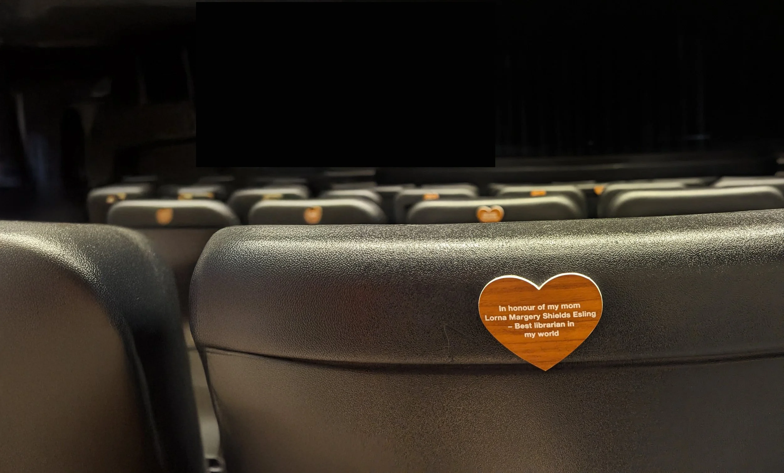 a photo of one seat dedication at Muttart Theatre