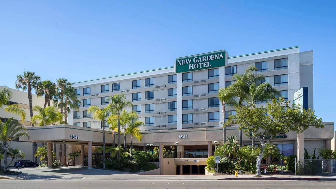 New Gardena Hotel:

This straightforward hotel is 2.1 miles from the Marukai Japanese market, 6 miles from Manhattan Beach, and 10 miles from LAX.

The simple rooms come with free Wi-Fi and TVs, plus work desks and lounge chairs. Suites add living ro