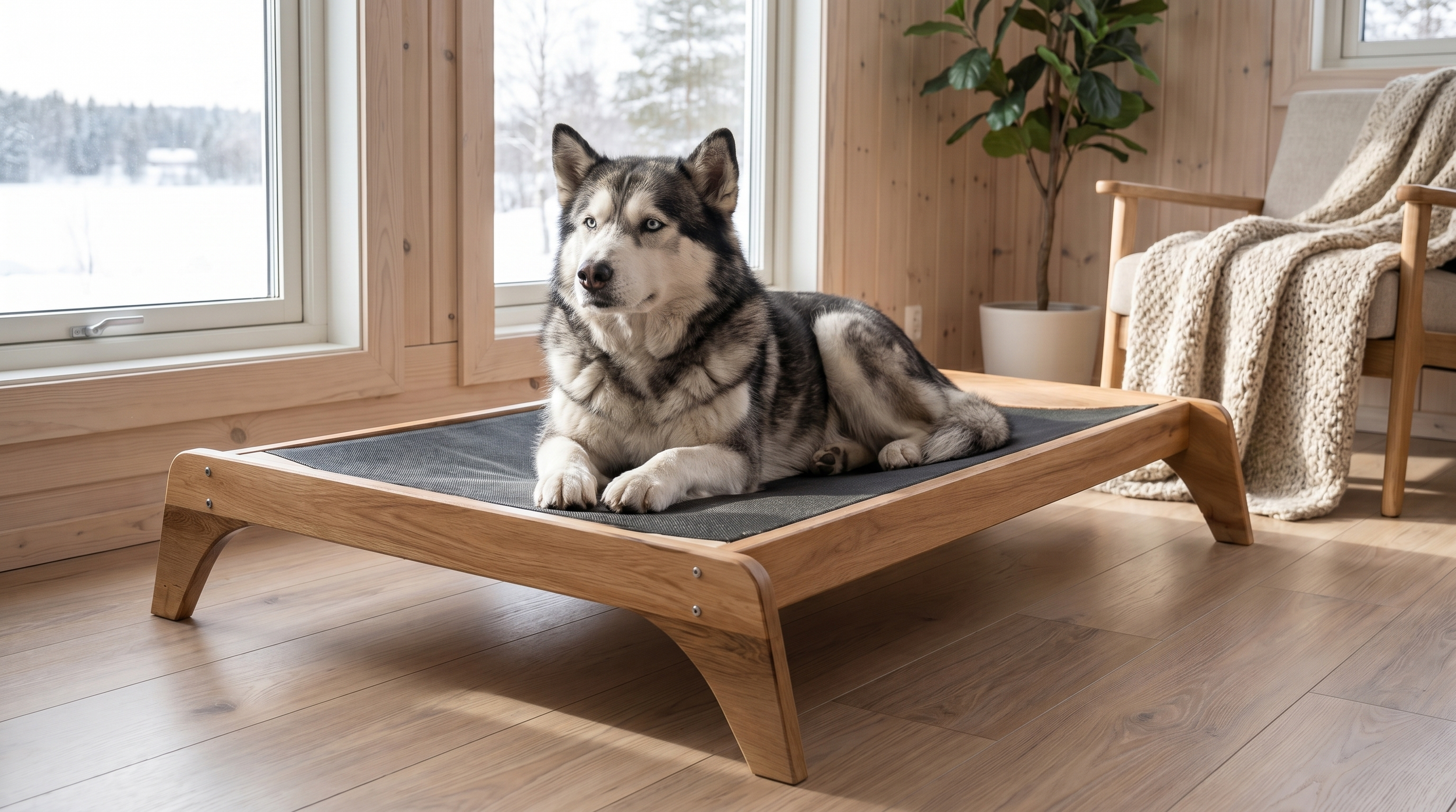 Cama para perro, elevada transpirable.