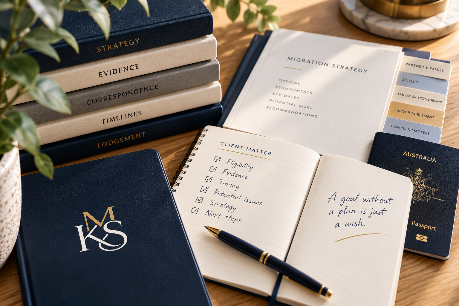 Australian migration planning documents and passport