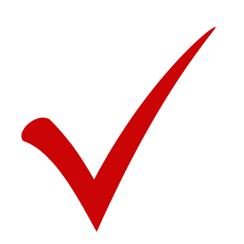A red checkmark