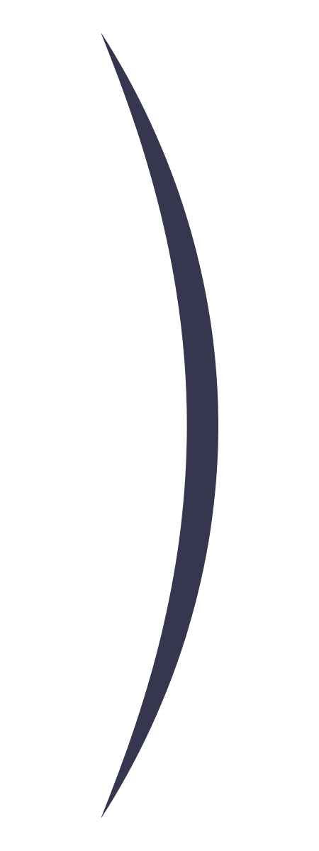 A thin, curved, bluish-black object against a black background.