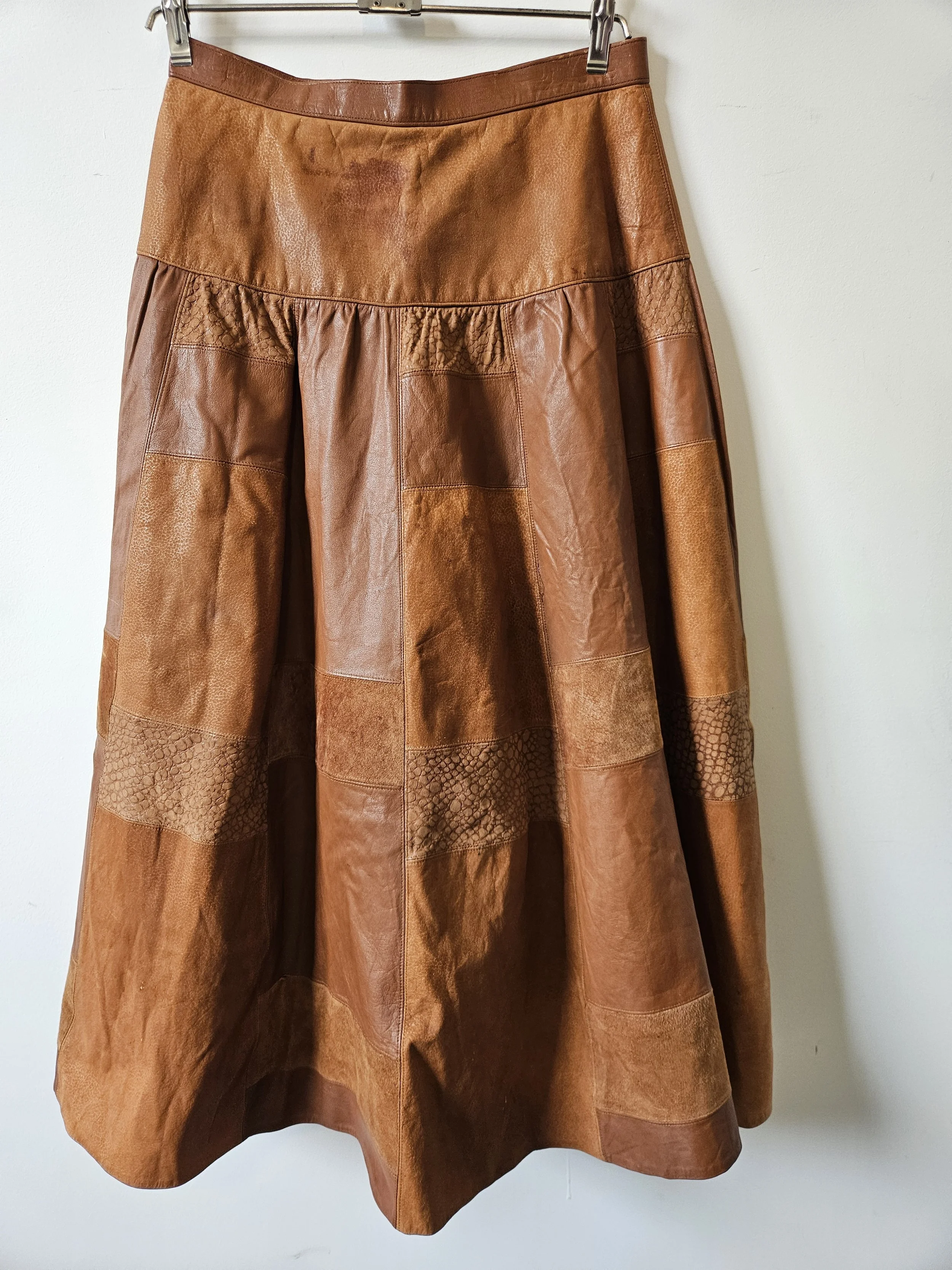 Vintage patchwork leather skirt Size 10