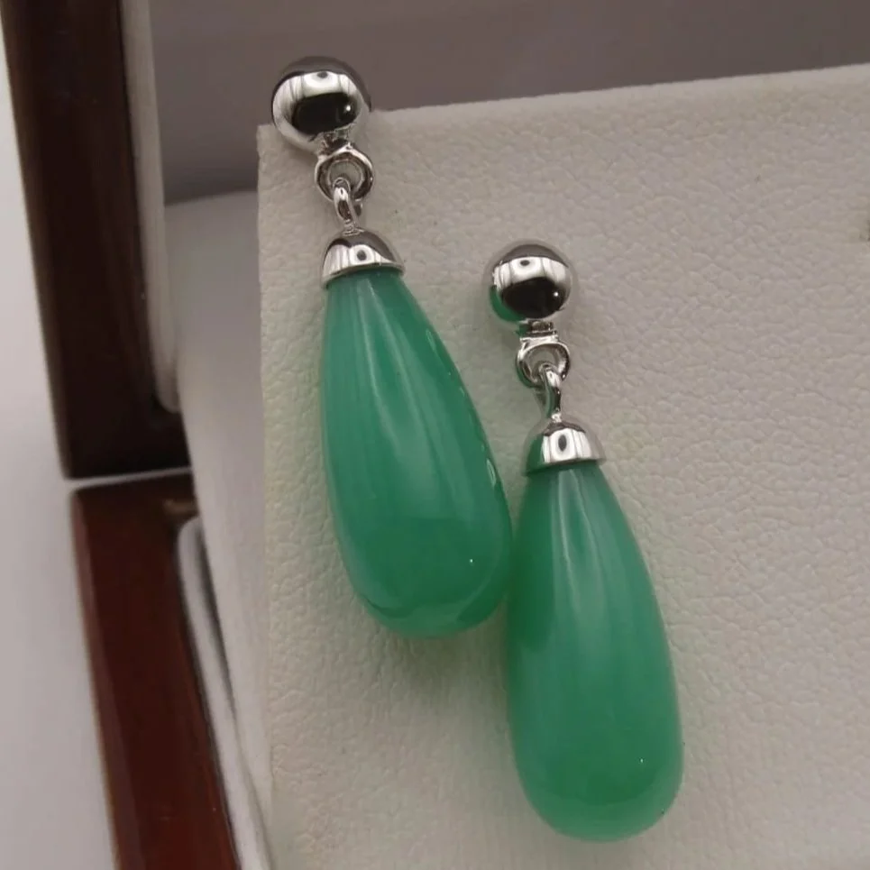 Boucles d'oreilles argent et chrysoprase