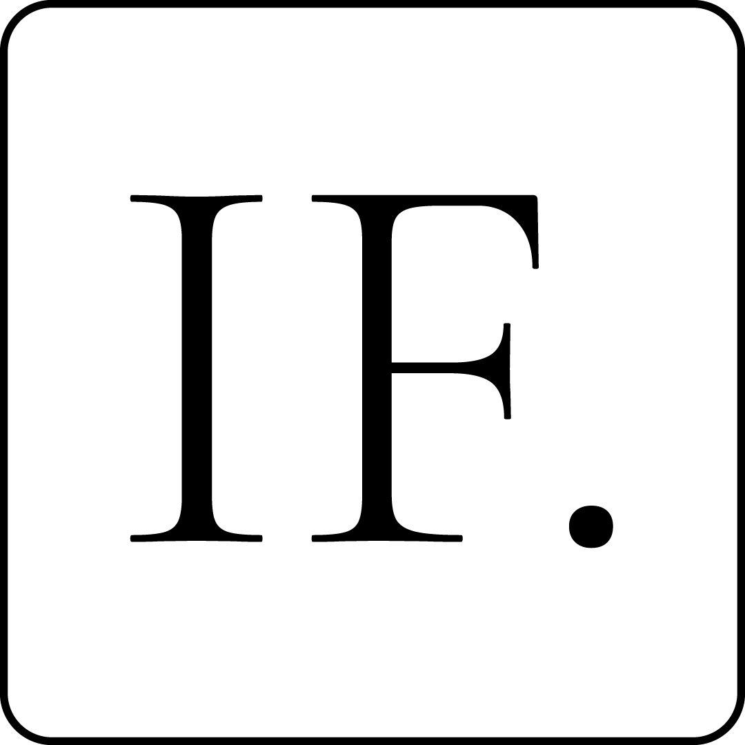 Ismael Fares' icon in black depicting a 'IF.' inside a square line with rounded corners.