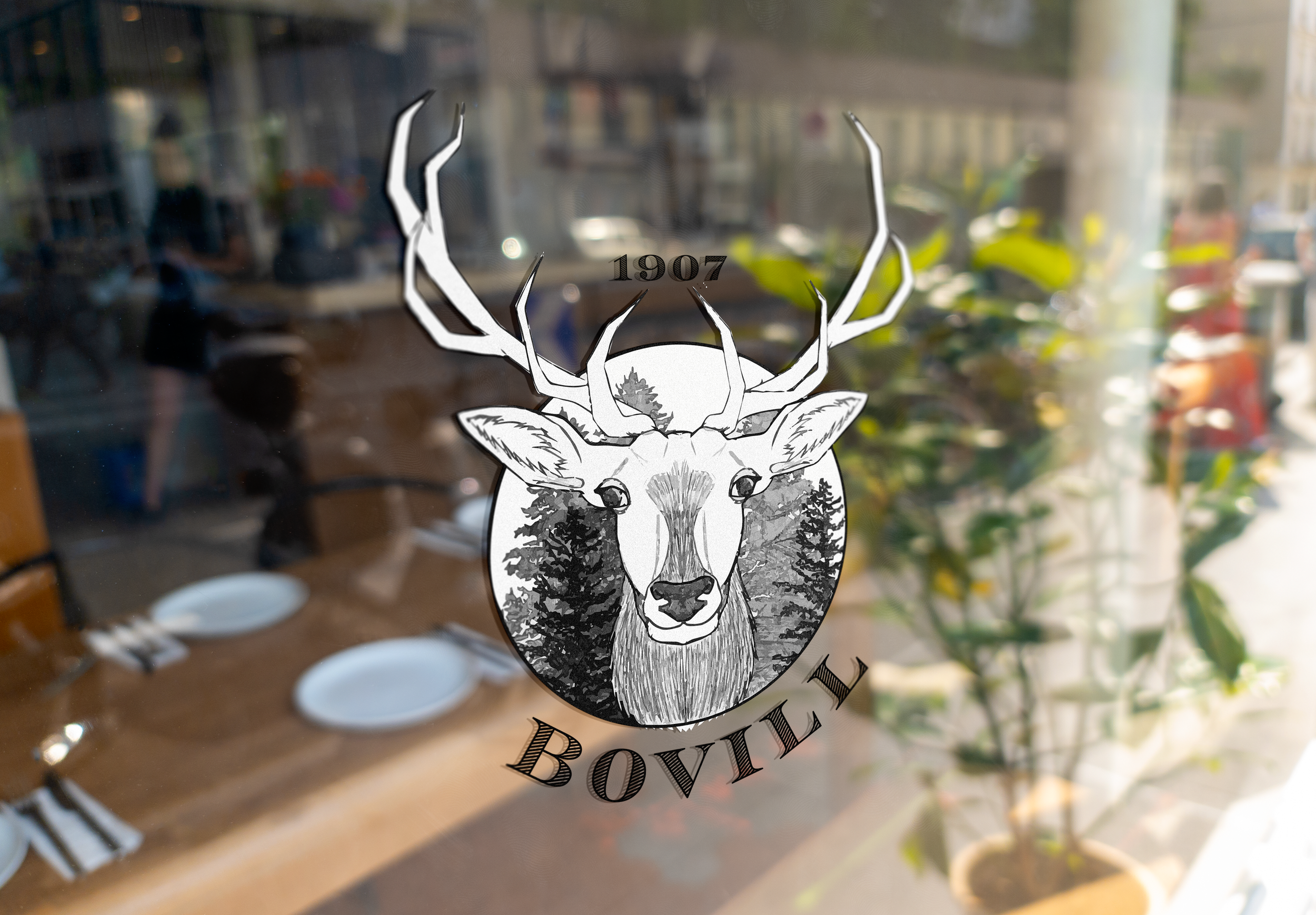 Bovill window sticker mockup.
