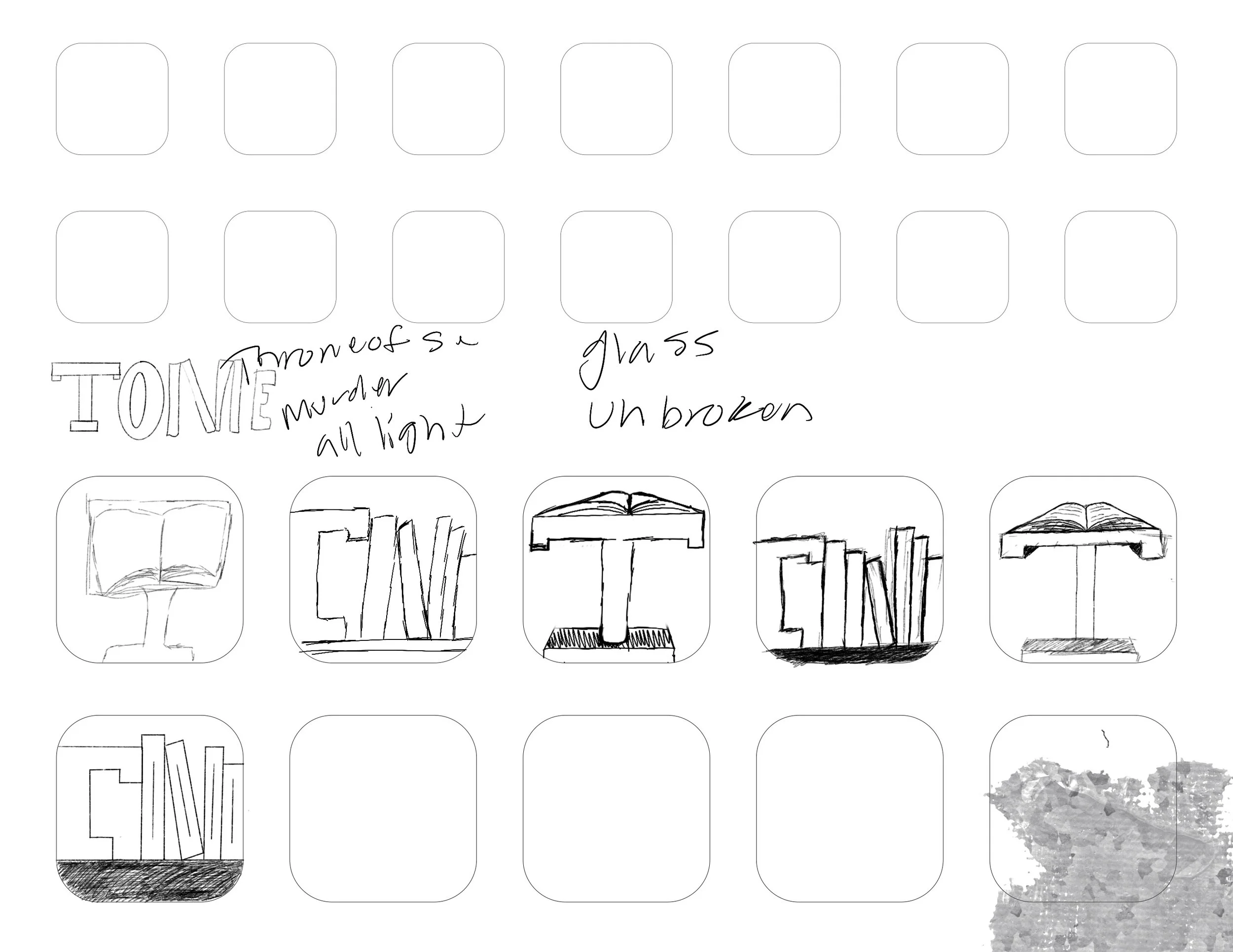 Low fidelity app icon sketches.