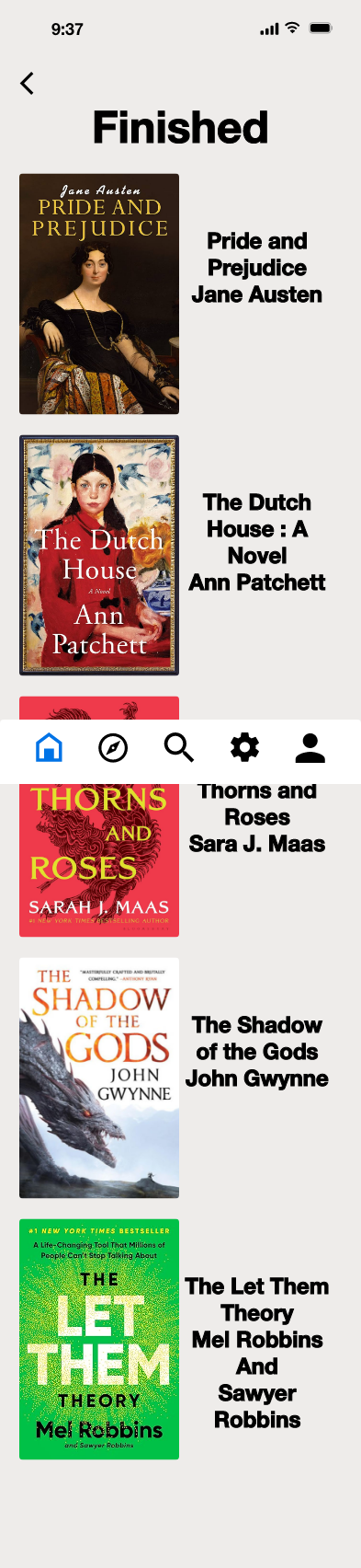Finished books screen redesign.