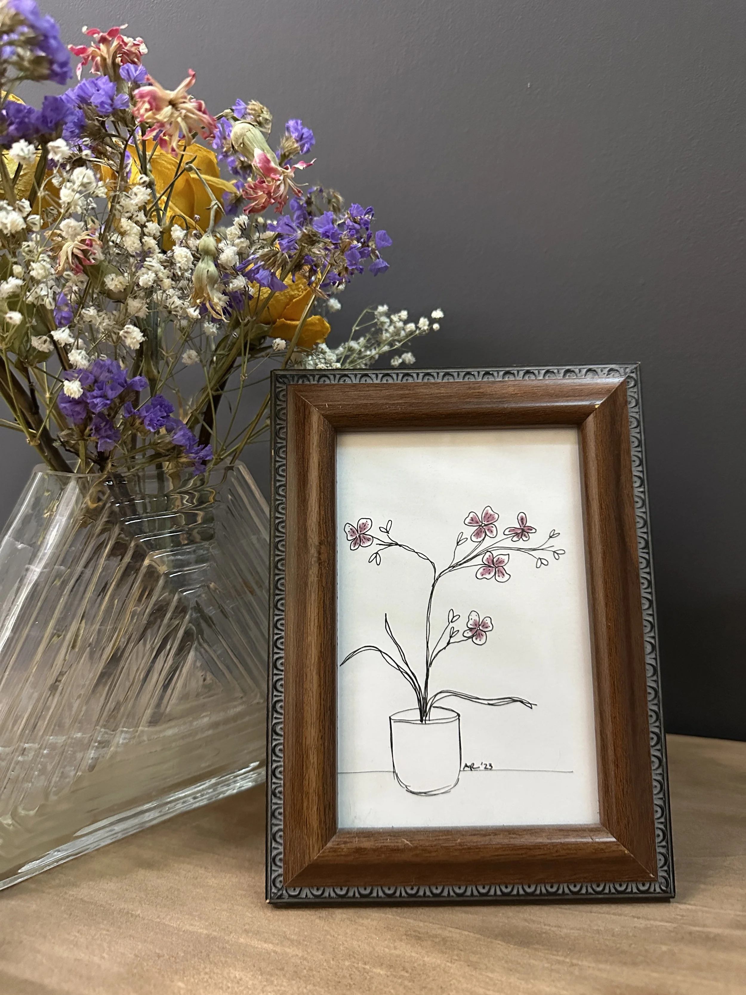 Framed Original Orchid Doodle
