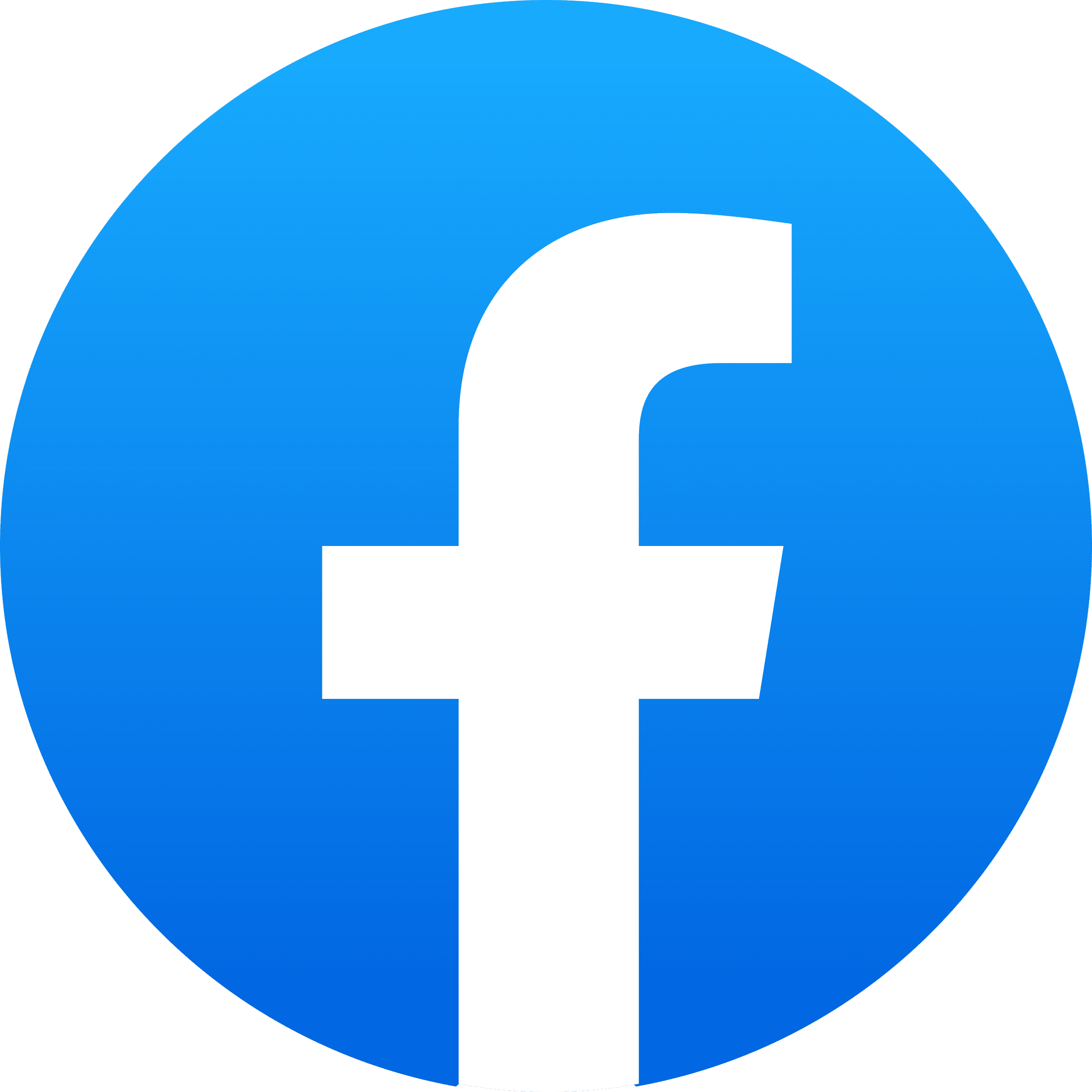 Facebook logo with a blue gradient background and a white lowercase 'f'.